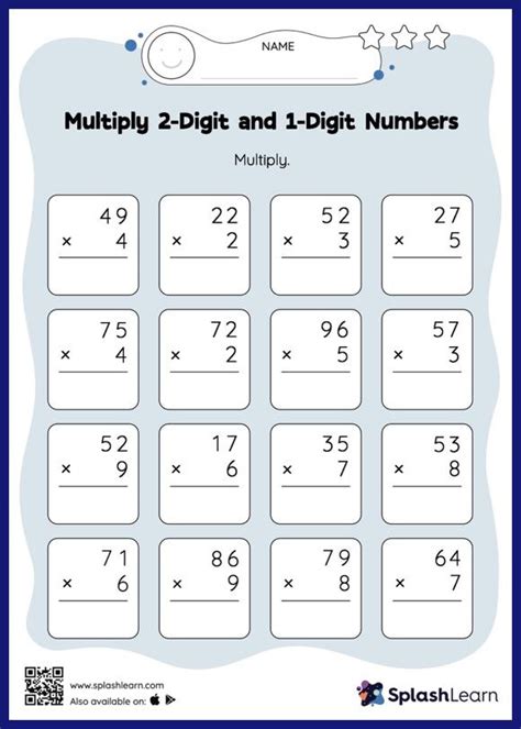 multiplying 2 digits by 1-digit worksheet|Multiplying 2.